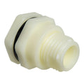 1" Installed Thread x Thread Natural Polypropylene Bulkhead Fitting w/FPM Gasket - 1.88" Hole Size