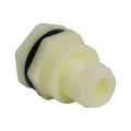 1/2" Installed Thread x Thread Natural Polypropylene Bulkhead Fitting w/FPM Gasket - 1.38" Hole Size