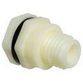 3/4" Loose Thread x Thread Natural Polypropylene Bulkhead Fitting w/EPDM Gasket - 1.63" Hole Size