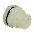 1" Loose Thread x Thread Natural Polypropylene Bulkhead Fitting w/EPDM Gasket - 1.88" Hole Size