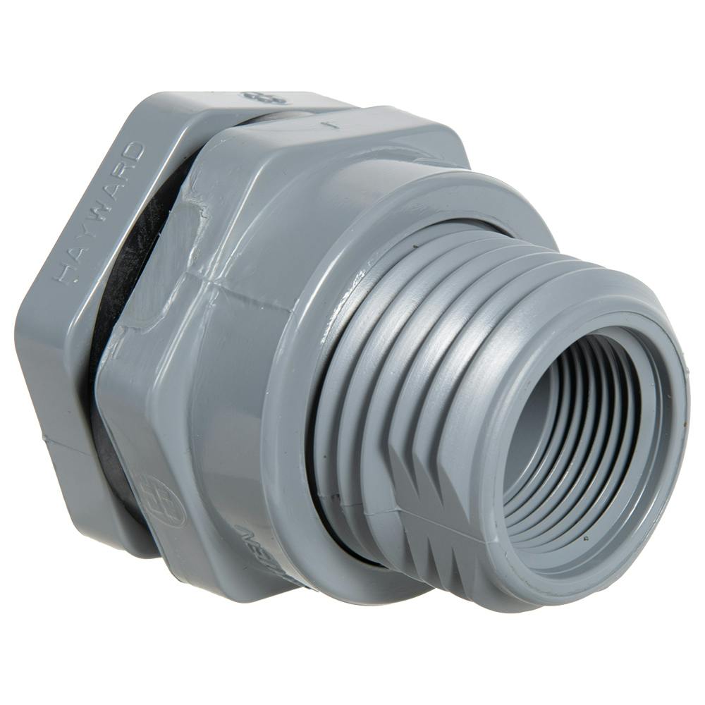 1" Installed Socket x Thread Light Gray CPVC Bulkhead Fitting w/EPDM Gasket - 1.88" Hole Size