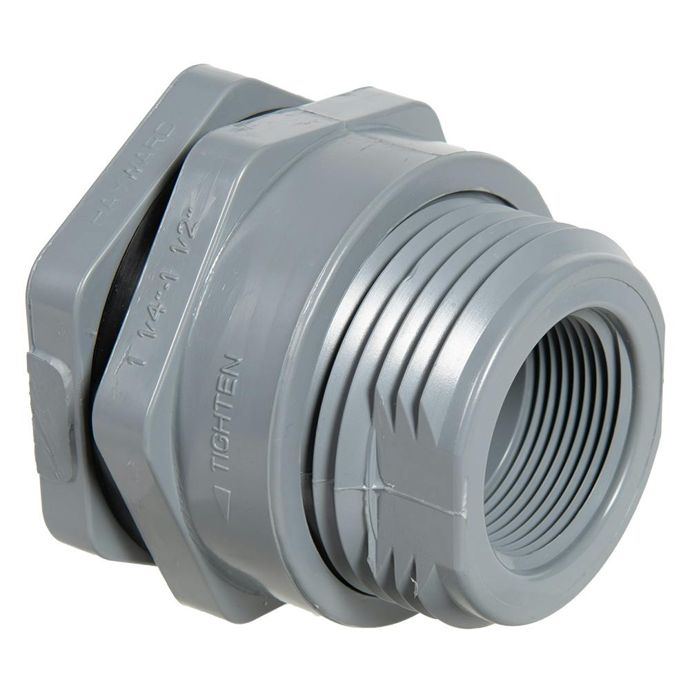 1 -1/4" Loose Socket x Thread Light Gray CPVC Bulkhead Fitting w/EPDM Gasket - 2.63" Hole Size