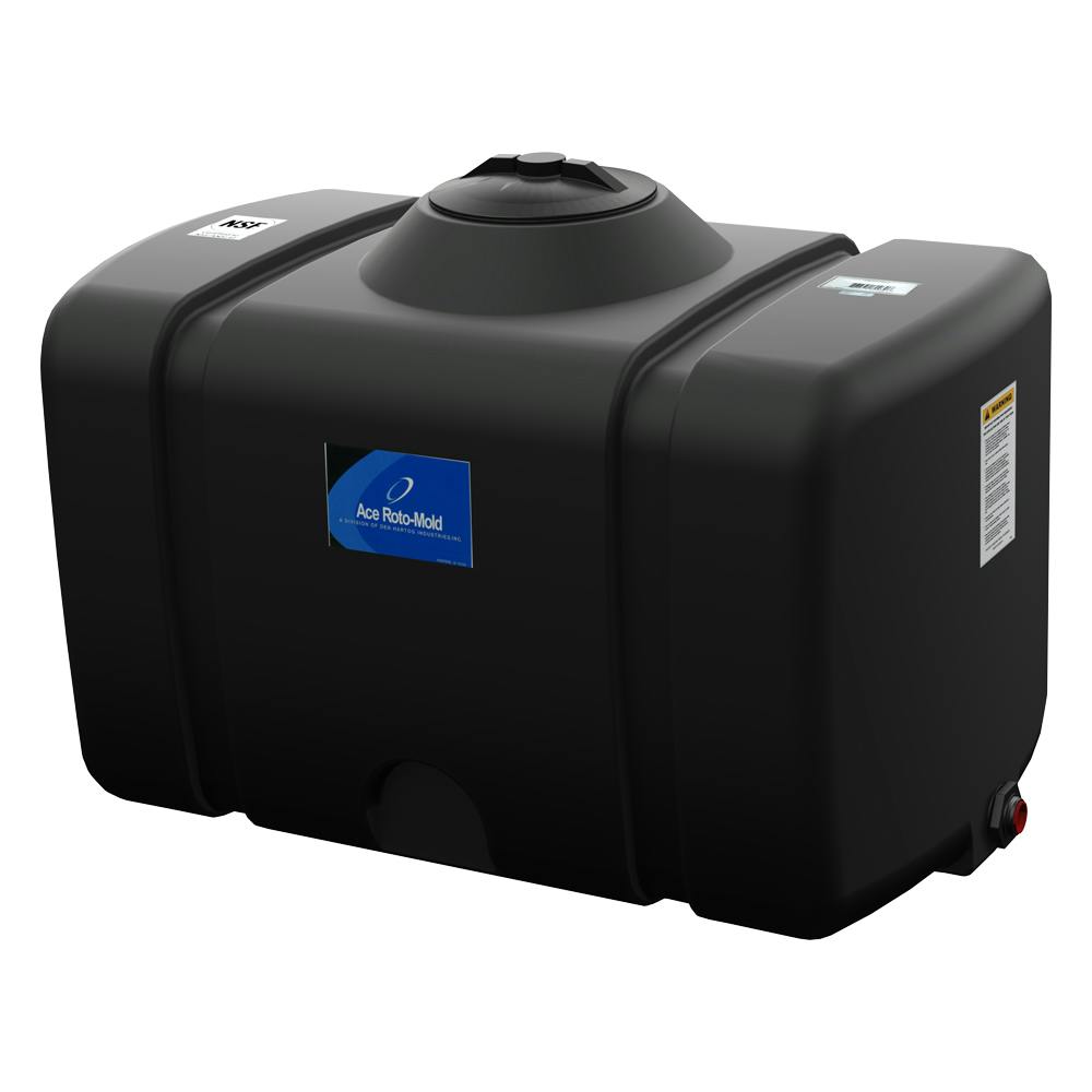 100 Gallon Black Flat Bottom Tank with 8" Lid & 1" Fitting - 43" L x 27" W x 30" Hgt.