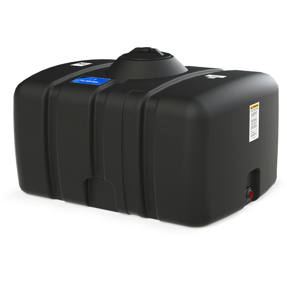 150 Gallon Black Flat Bottom Tank with 8" Lid & 1" Fitting - 48" L x 36" W x 29" Hgt.