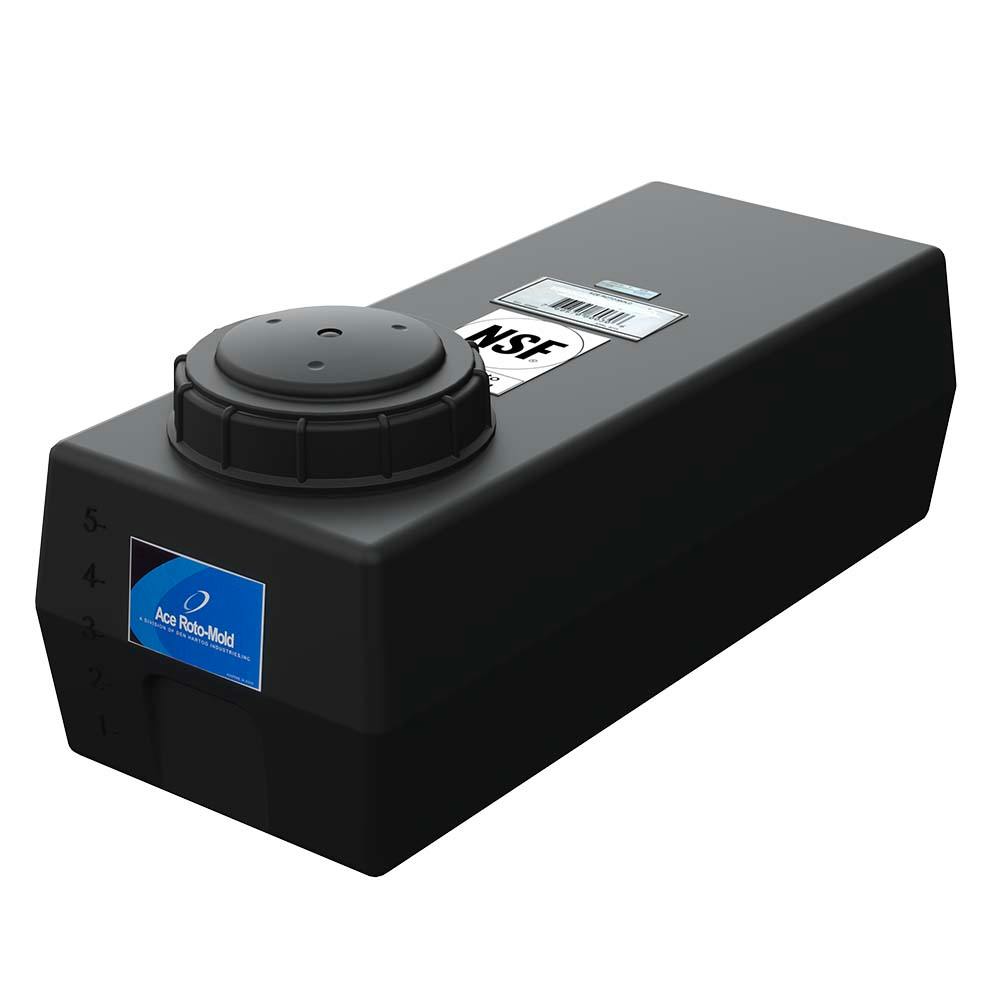 5 Gallon Black Polyethylene Rectangular Flat Bottom Tank with 5" Lid & No Fitting - 22" L x 10" W x 8" Hgt.