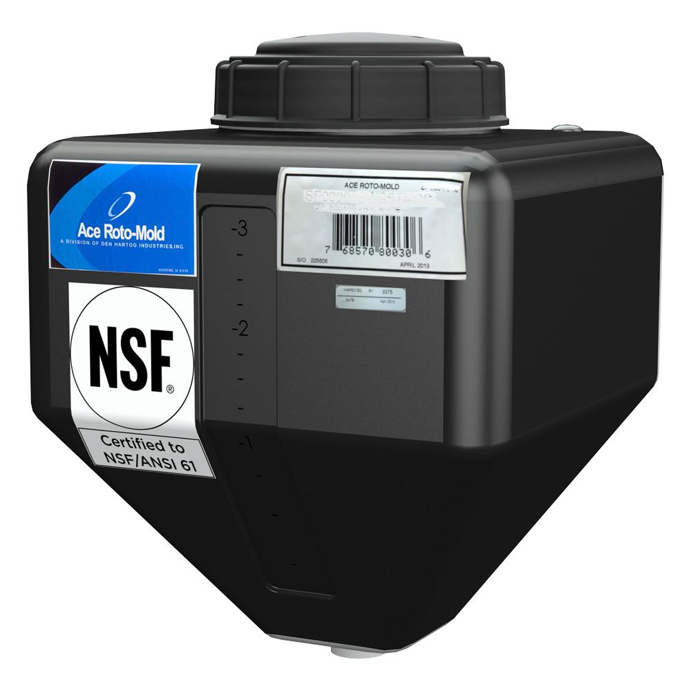 4 Gallon Black LLDPE Square Rinse Tank with 5" Lid & 1-1/4" Spinweld Fitting - 11" L x 11" W x 15" Hgt.