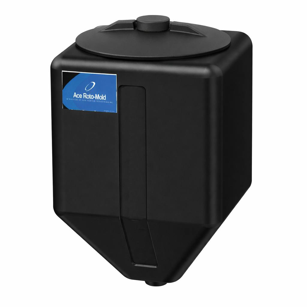 5 Gallon Black LLDPE Square Rinse Tank with 8" Lid & 1-1/4" Spinweld Fitting - 11" L x 11" W x 19" Hgt.