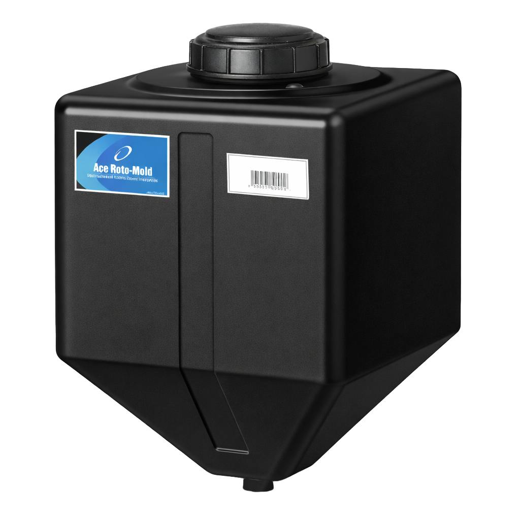 15 Gallon Black LLDPE Square Rinse Tank with 5" Lid & 1-1/4" Spinweld Fitting - 16" L x 16" W x 23" Hgt.