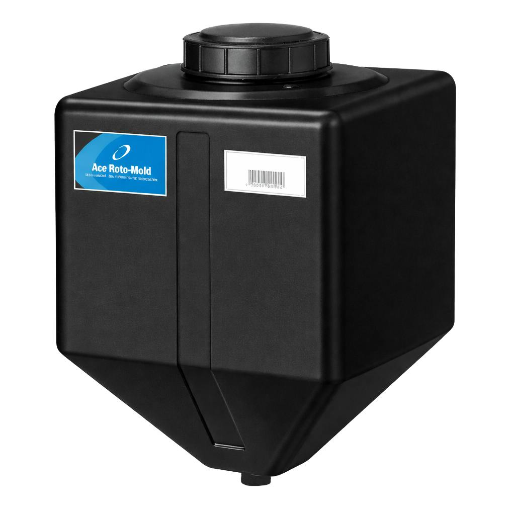 15 Gallon Black LLDPE Square Rinse Tank with 7" Lid & 1-1/4" Spinweld Fitting - 16" L x 16" W x 24" Hgt.