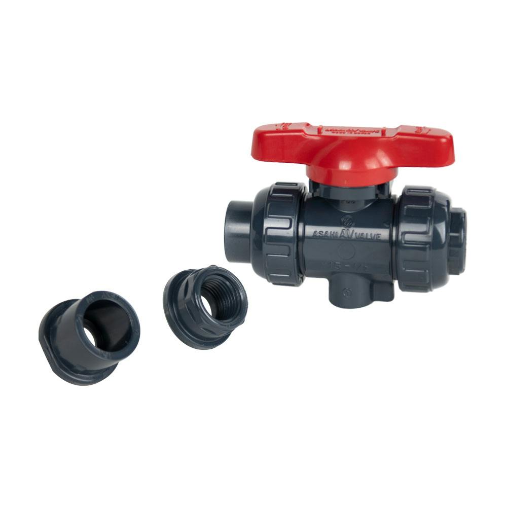 1/2" Socket & Threaded PVC True Union Ball Valve with FKM O-Rings
