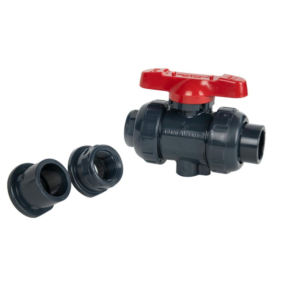 3/4" Socket & Threaded PVC True Union Ball Valve with FKM O-Rings