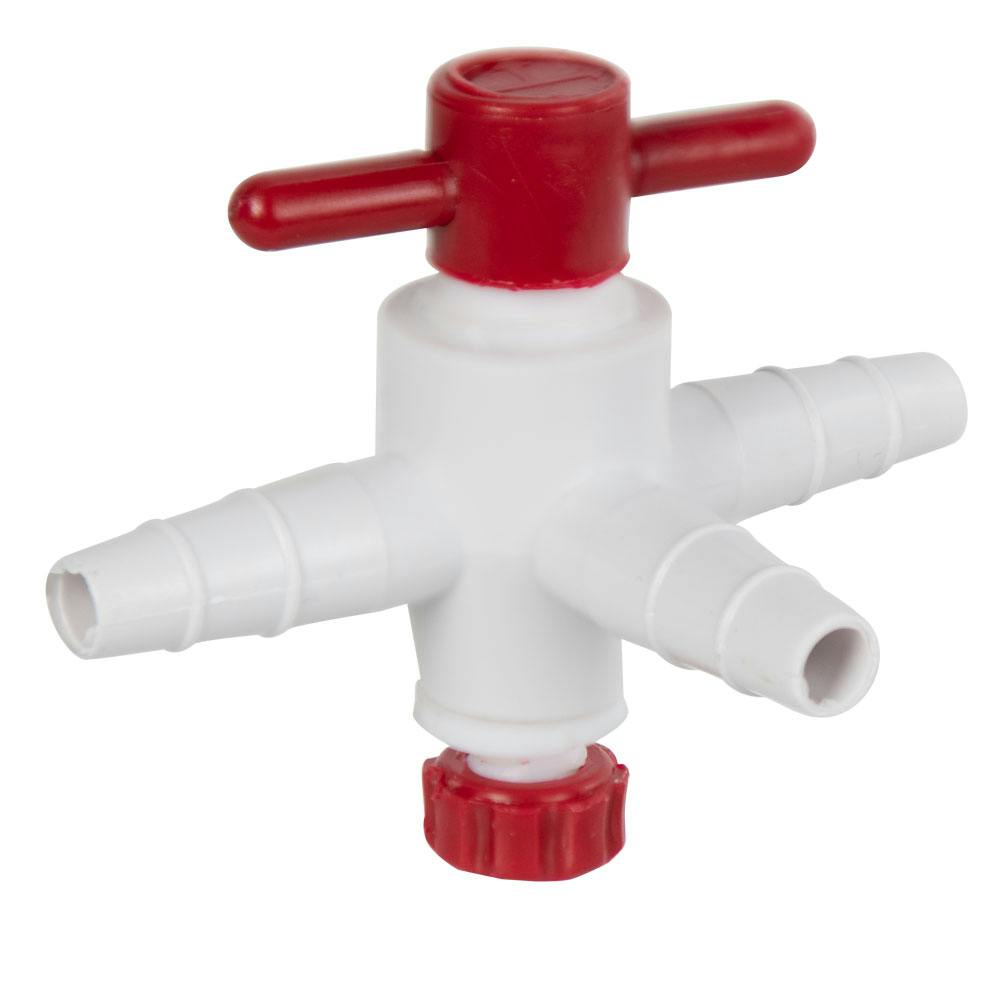 Three-Way Polypropylene & PTFE Metric Stopcock with 4mm Bore