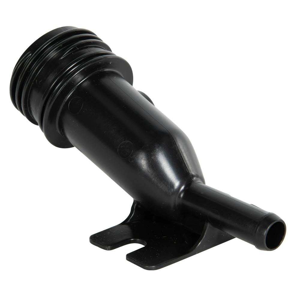 2.25" Neck Dia. Black HDPE Injection-Molded Remote Filler Spout with 0.625" Outlet (Cap Sold Separately)