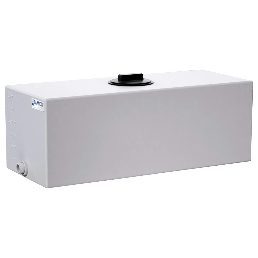 15 Gallon Natural LLDPE Rectangular Utility Tamco® Tank with 4" Lid & 3/4" FNPT Fitting & 2-1/2-Gallon Graduations - 30-1/2" L x 12-1/2" W x 11" Hgt.