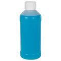 8 oz. Natural HDPE Modern Round Bottle with 28/400 White Ribbed Polypropylene Child-Resistant Cap (CRC) with F217 Liner