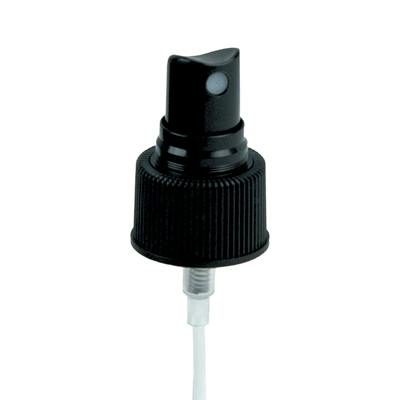 24/410 Black Ribbed Finger Sprayer - 6-3/4" Dip Tube (approx.) & 0.16mL Output