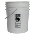 5 Gallon White HDPE Premium Round Bucket with Wire Bail Handle & Plastic Hand Grip (Lid sold separately)