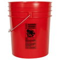 5 Gallon Red HDPE Premium Round Bucket with Wire Bail Handle & Plastic Hand Grip (Lid sold separately)