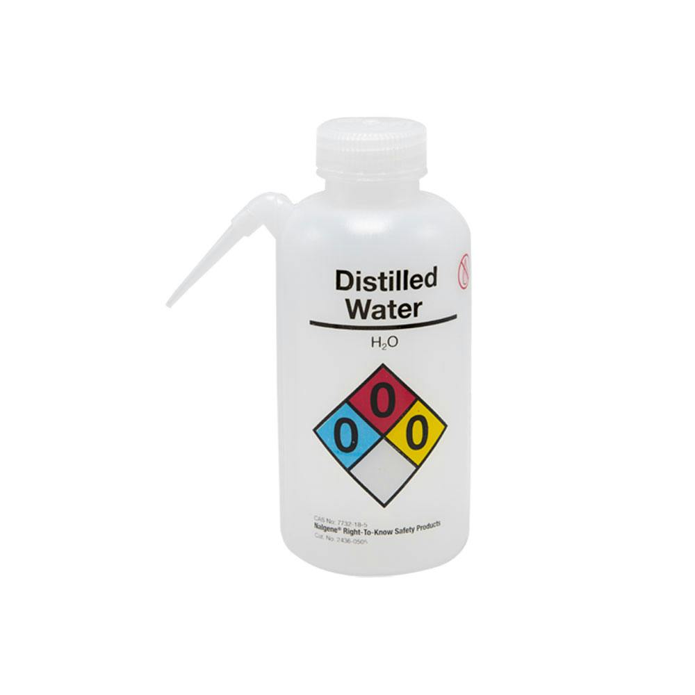 16 oz./500mL Distilled Water Nalgene™ Vented Unitary™ Right-To-Know Wash Bottle with Natural 38mm Cap
