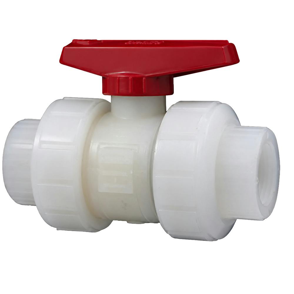 2" Socket Natural Polypropylene Chemtrol® Chem-Pure® Tru-Bloc® True Union Ball Valve with FKM O-Rings