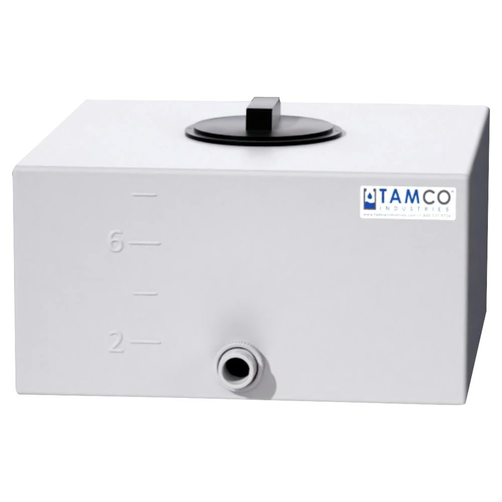 8 Gallon Natural LLDPE Square Utility Tamco® Tank with 4" Lid & 3/4" FNPT Fitting & 2-Gallon Graduations - 16-1/2" L x 16-1/2" W x 8-1/2" Hgt.