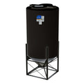 750 Gallon Black HDPE 45° Cone Bottom Tank with Flat Top & 12" Lid - 52" Dia. x 105" Hgt. (Stand Sold Separately)