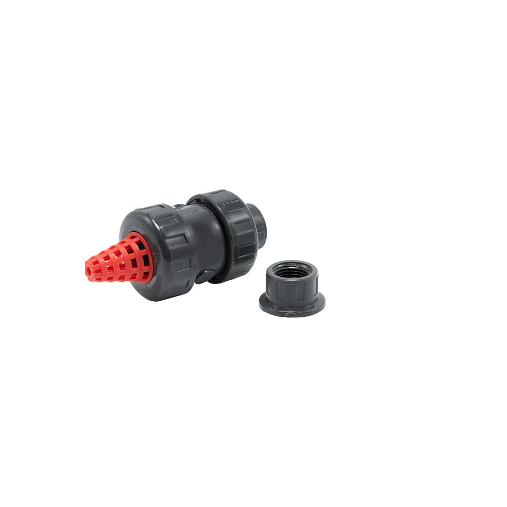 1/2" Threaded/Socket Gray PVC True Union Check Valve with EPDM O-Ring