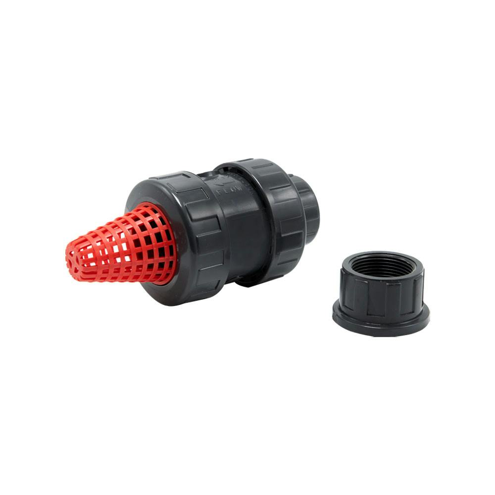 1-1/4" Threaded/Socket Gray PVC True Union Check Valve with EPDM O-Ring