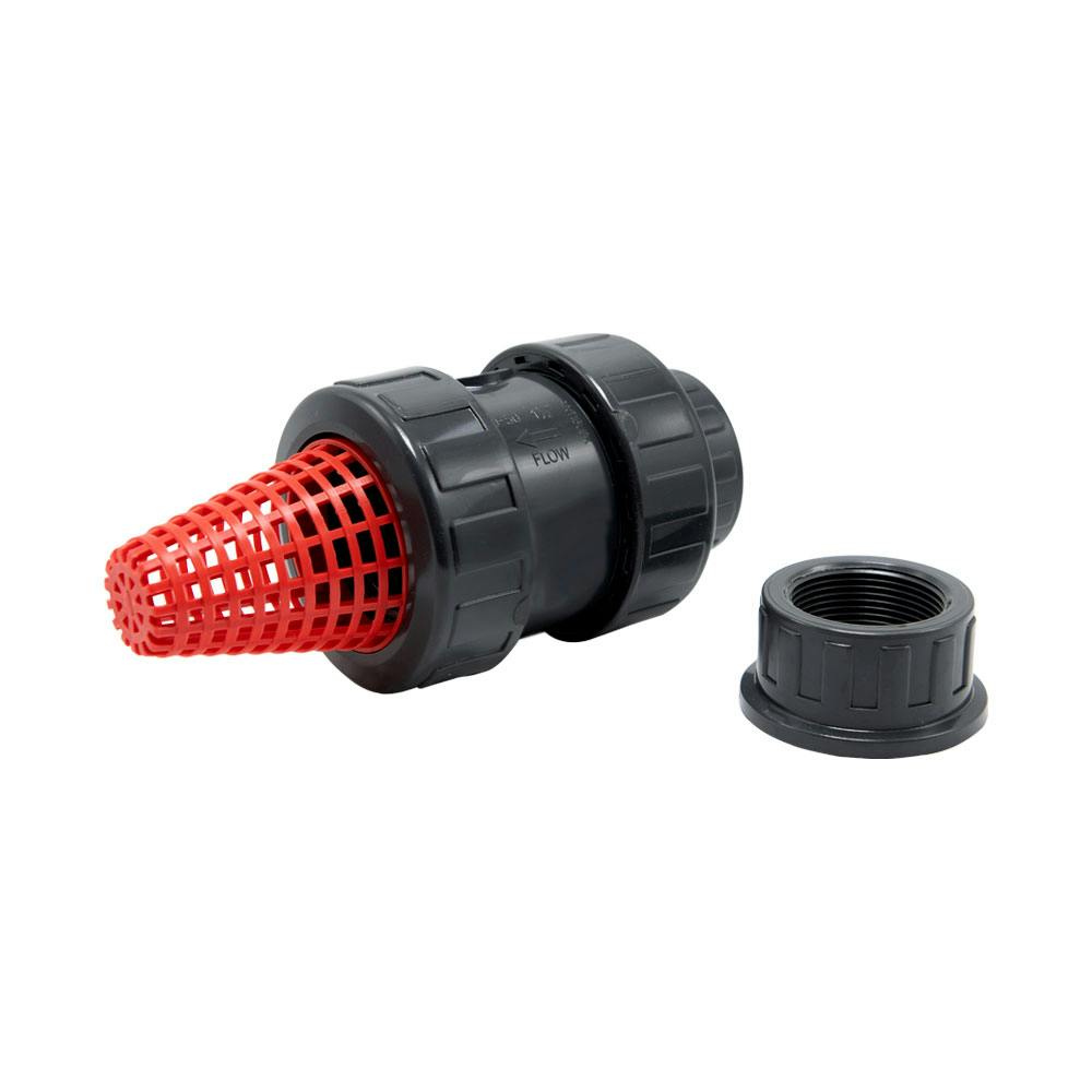 1-1/2" Threaded/Socket Gray PVC True Union Check Valve with EPDM O-Ring