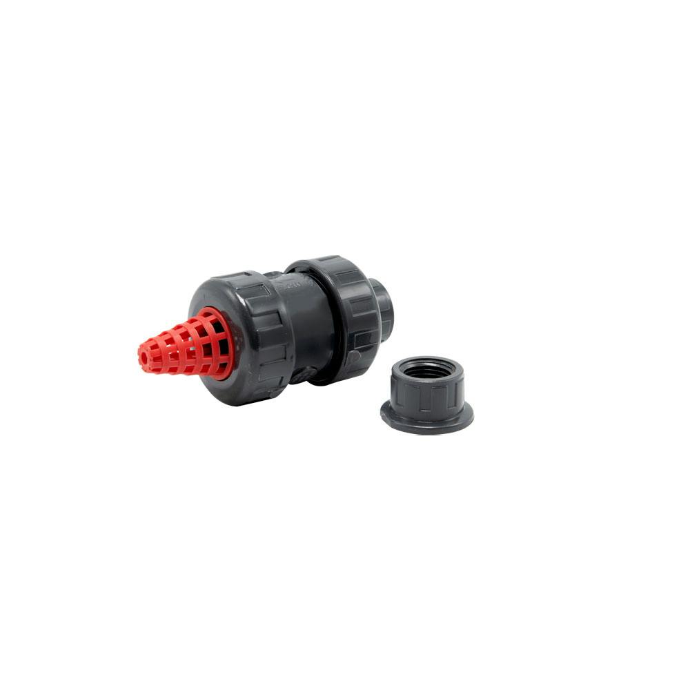 1/2" Threaded/Socket Gray PVC True Union Check Valve with FKM O-Ring