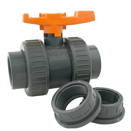 1/2" Threaded/Socket PVC True Union Valve with FKM Seals