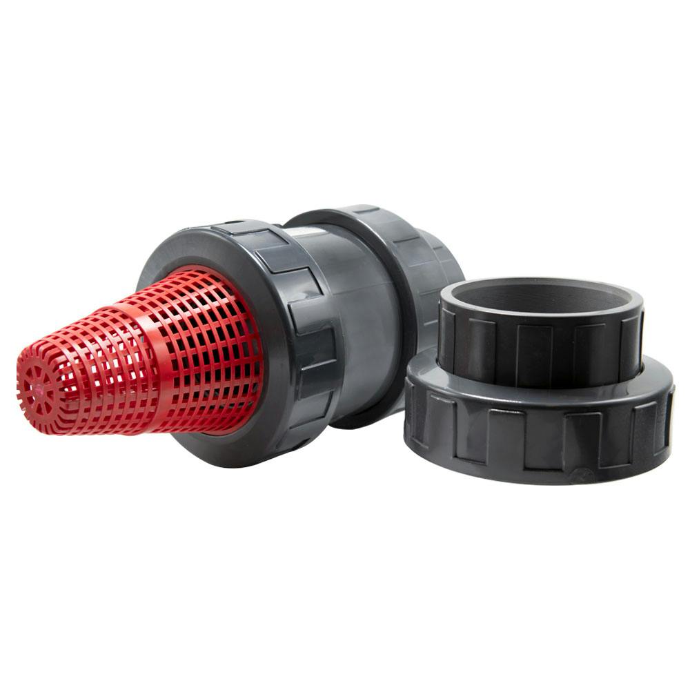 4" Socket Gray PVC True Union Check Valve with FKM O-Ring (3" FNPT; 4" Flow)