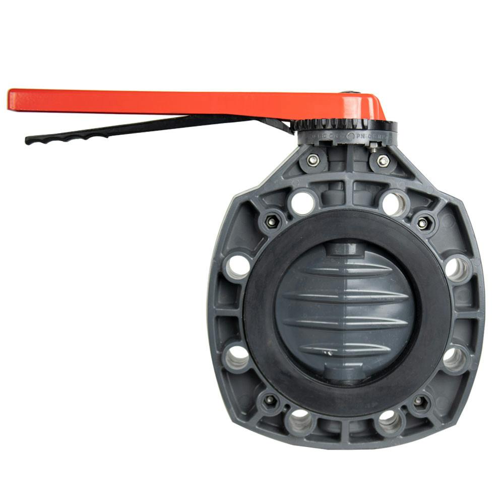 8" PVC Classic Butterfly Valve with Lever Handle & EPDM O-Ring