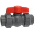 1-1/4" Threaded/Socket Gray PVC QTA Series Compact Ball Valve with EPDM O-Ring