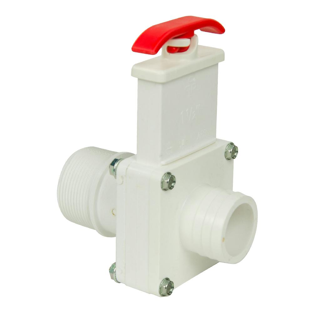 1-1/2" Pool Hose x MIP White PVC Knife Gate Valve