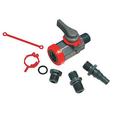 1/4" MIP x FTP PVC Valve with Viton™ O-Rings & Hose Barb