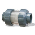 1-1/4" Praher S4 PVC True Union Inline Strainer 500 Micron 35 Mesh