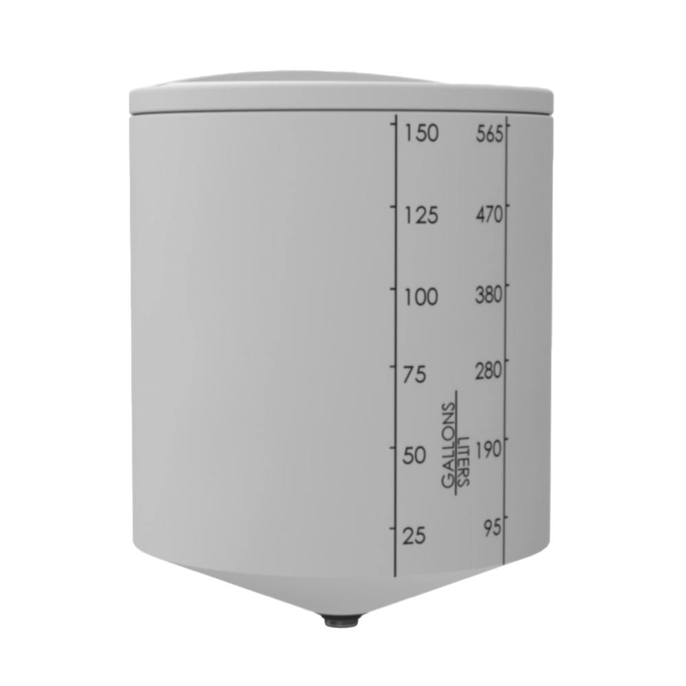 150 Gallon ProChem® Tan XLPE 22.5° Cone Bottom Tank (1.9 Specific Gravity) with Shoebox Cover - 35" Dia. x 41" Hgt.