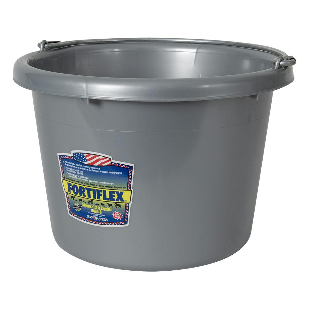 8 Quart Silver Molded Rubber-Polyethylene Pail