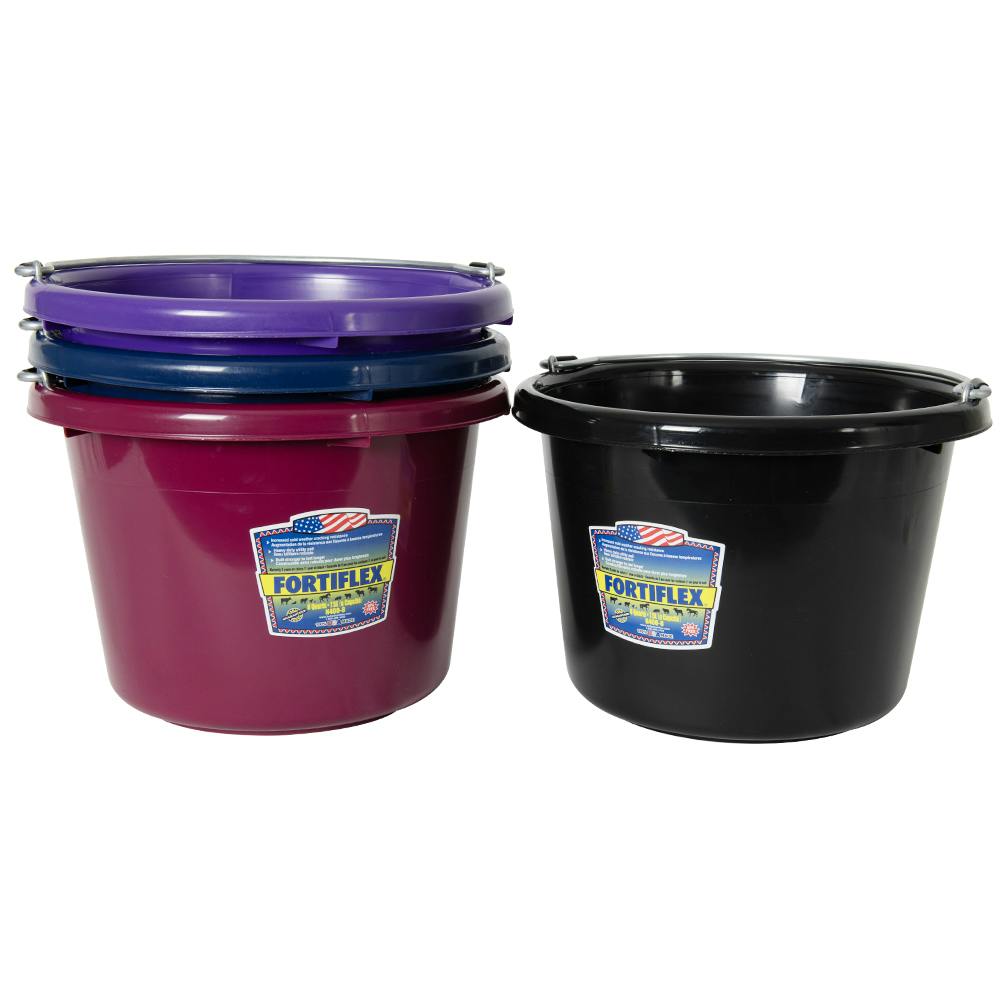 8 Quart Dark Molded Rubber-Polyethylene Pails - Pack of 4 (Black, Dark Purple, Navy Blue & Burgundy)