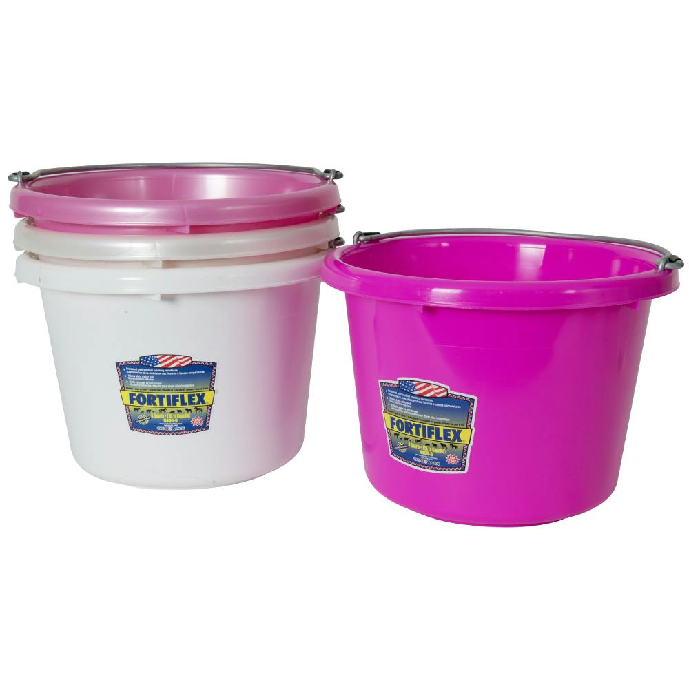 8 Quart Pink Molded Rubber-Polyethylene Pails - Pack of 4 (Hot Pink, Pearl Soft Pink, White & Silver)