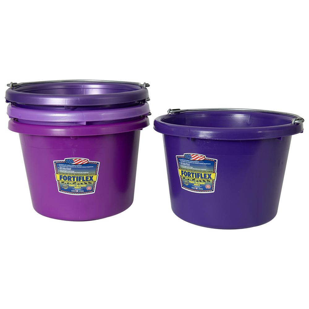 8 Quart Purple Molded Rubber-Polyethylene Pails - Pack of 4 (Bright Purple, Pearl Deep Purple, Pearl Purple & Dark Purple)