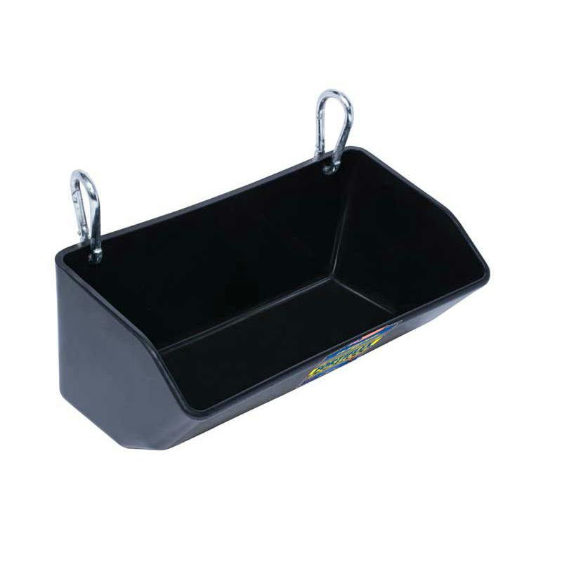 3 Quart Black Rectangular Animal Feeder with Carabiner Hooks