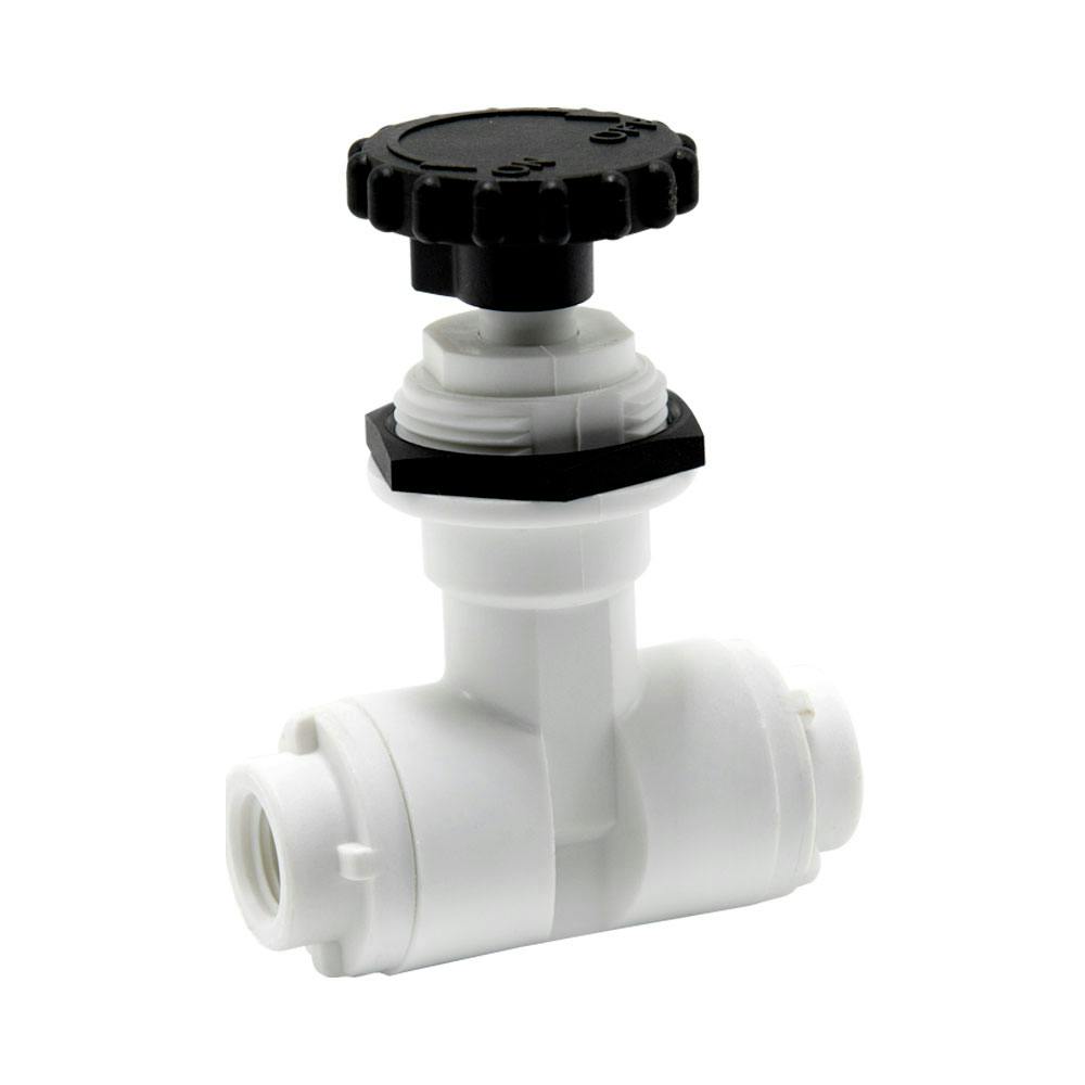 1/8" FNPT x 1/8" FNPT White Polypropylene Series 586 Needle Valve with EPDM Seal