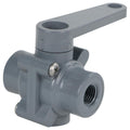 1/4" FNPT Series 350 3-Way PVC Ball Valve with Buna-N Seals