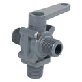 1/2" MNPT Series 350 3-Way PVC Ball Valve with Buna-N Seals