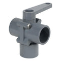 3/4" Socket Series 350 3-Way PVC Ball Valve with Buna-N Seals