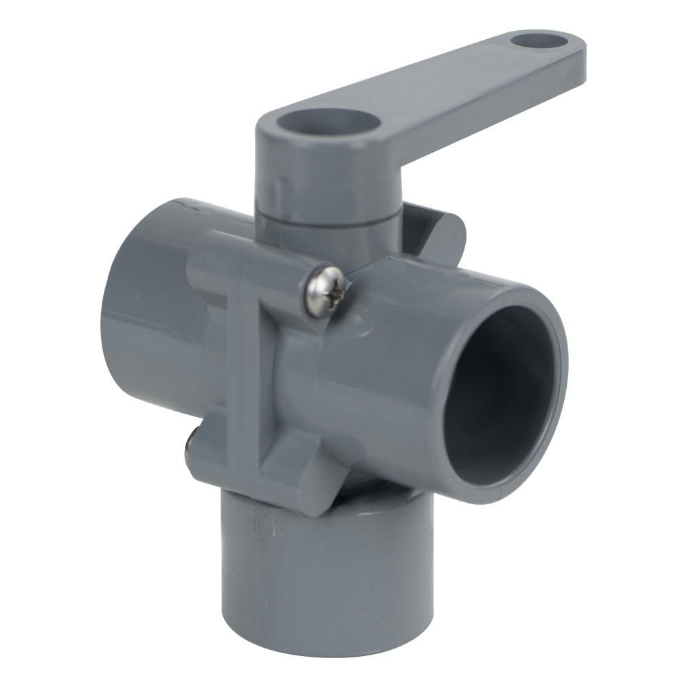 3/4" Socket Series 350 3-Way PVC Ball Valve with Buna-N Seals