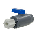 1/4" OD Tube Jaco x 1/4" FNPT Gray PVC Series 638 Straight Two-Way Ball Valve with Buna-N Seal