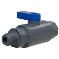 1/4" MNPT x 1/4" FNPT Gray PVC Series 638 Straight Two-Way Ball Valve with Buna-N Seal